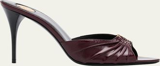 Saint Laurent Babylone YSL Ruched Leather Mule Sandals
