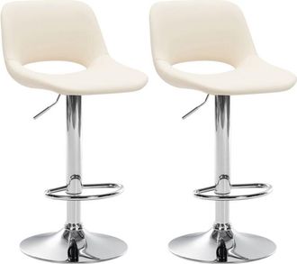 Clp Clp - Set De 2 Taburetes De Bar Camden En Polipiel Crema Metal Cromado