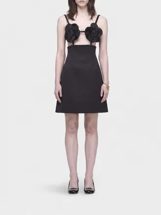 Marc Jacobs Daisy Off-the-Shoulder Mini Dress in Satin with Flower Appliqu&eacute;