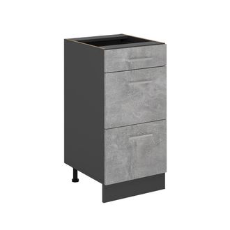 Vicco Mueble Bajo De Cocina R-line, Hormig&oacute;n, 40 Cm Con Cajones, Sin Encimera