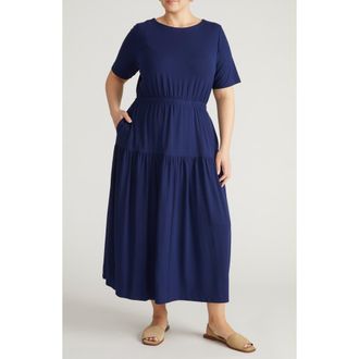 Universal Standard Thea Divine Jersey Midi Dress in Cenote Blue at Nordstrom, Size Xx-Large