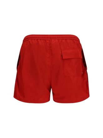 GCDS Logo-Detail Swim Shorts - Red