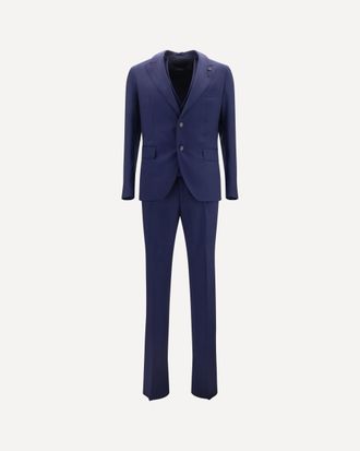 Lardini Wool Suit with double-breasted Jacket and vest Male 50