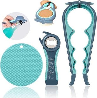 OEM Abrebotellas Para Personas Mayores - Abrebotellas 5 En 1 - Azul