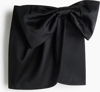 H&M Satinjupe mit Zierschleife - Schwarz