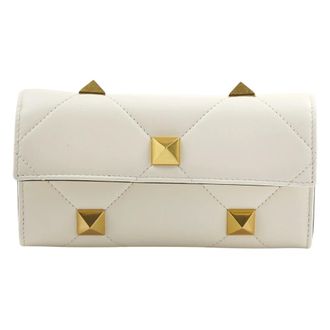 Valentino Roman Stud Wallet in Nappa Leather with Chain - female - Valentino - Wallets & Cardholders - White - ONE SIZE - Accessories