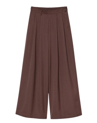 Pomandere Navy Technical Wool Gabardine Wide-Leg Pants