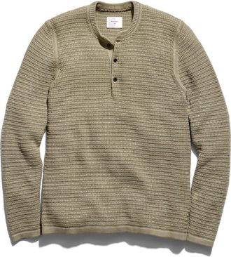 Billy Reid Garment Dyed Links Henley Sweater in Silver Sage at Nordstrom, Size X-Large