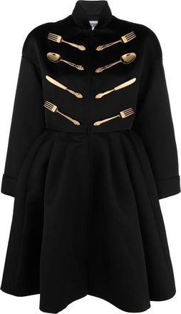 Moschino hardware-detail flared dress - women - Polyester/Silk/Acetate/Spandex/Elastane - 40 - Black