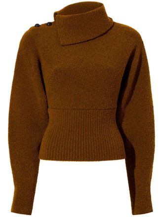 Proenza Schouler asymmetric-neck bouclé jumper - women - Wool/Polyamide/Elastane - S - Brown