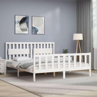 vidaXL vidaXL Bed Frame without Mattress White Super King Size Solid Wood Pine