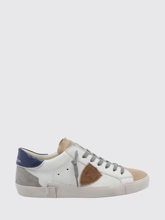 Philippe Model Paris Leather Low-Top Sneakers with Worn Effect and Shield Logo
