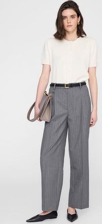Anine Bing Trent Cropped Trouser in Light Grey Pinstripe at Nordstrom, Size 40