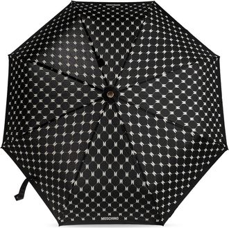 Moschino Folding Umbrella With Monogram, Unisex, Black