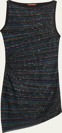 Missoni Metallic Striped Paillette Sleeveless Mini Dress