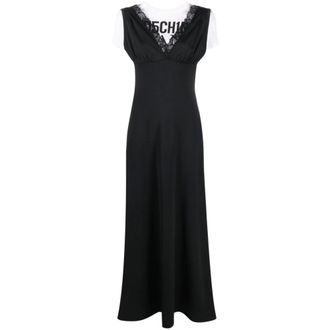 Moschino Kleedjes, Dames, Zwart, M, Katoen, Stijlvolle Jurk