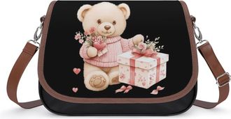 Generic Teddy Bear Valentines Gifts Small Womens Crossbody Bags Shoulder Handbag with Adjustable Strap for Travel