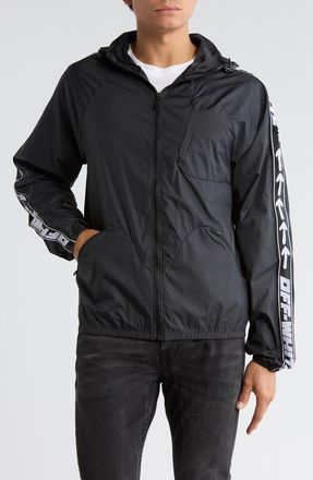 Off-white Logo Band Diagonal Outline Windbreaker in Black And White at Nordstrom Rack, Size X-Large
