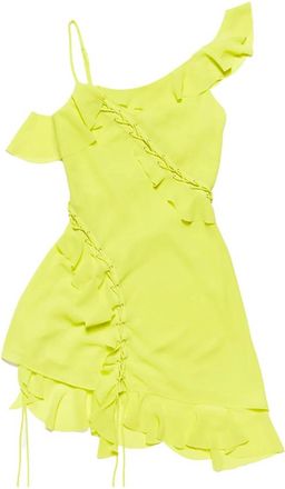 Acne Studios Asymmetrische Mini-jurk met Ruches - Dames - Korte kleedjes - Geel - 3XS - Polyester - Kleedjes