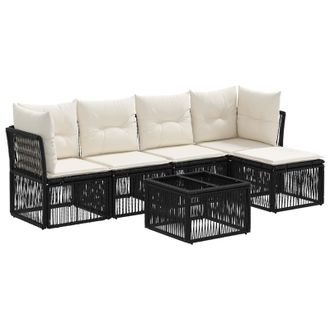 vidaXL Conjunto De Sof&aacute;s De Jard&iacute;n 6 Uds. Negro Rat&aacute;n Sint&eacute;tico Vidaxl