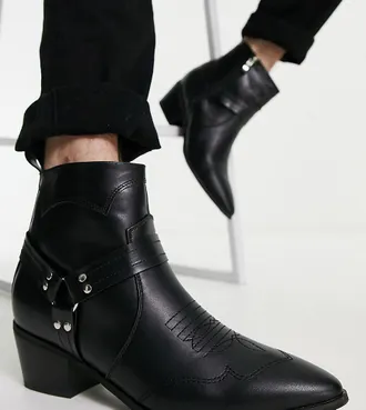 Public Desire Sheriff western ankle boots with metal hardware in black