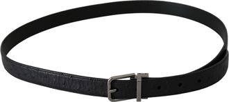 Dolce & Gabbana Mens Black Exotic Skin Pattern Silver Buckle Belt