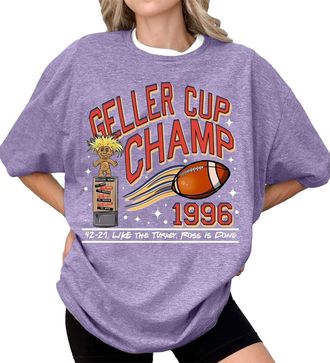Generic Womens Sports T-Shirt Gym Tops UK Geller Cup Shirt Friends TV Show Tee Football Trophy Graphic Tee Retro 1996 Geller Bowl Shirt Shirt Funny Thanksgivi