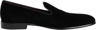 Dolce & Gabbana Zwarte Velours Instaploafers Heren Formele Schoenen