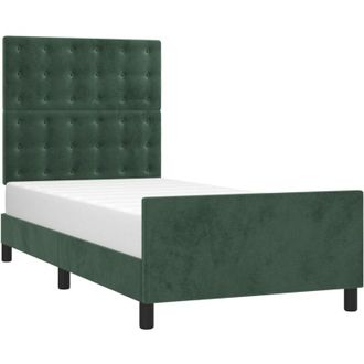 vidaXL Vidaxl - Estructura De Cama Sin Colch&oacute;n Terciopelo Verde Oscuro 90x190cm