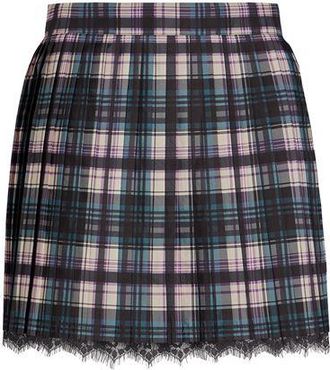 8 by YOOX TARTAN PRINTED PLEATED MINI SKIRT