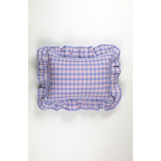 Archive New York Handwoven Classic Gingham Ruffle Cotton Throw Pillow in Blue at Nordstrom, Size 14X20