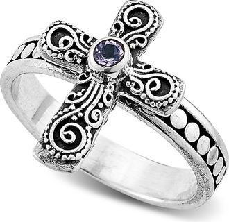 Samuel B. Amethyst Cross Ring in Purple at Nordstrom Rack, Size 6