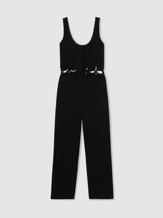 Reiss Black Atelier Cut-out Waist Jumpsuit, 10