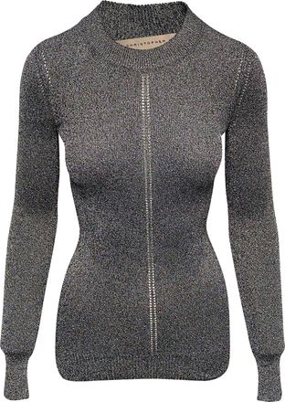 Christopher Kane Metallic Knitted Top in Silver Viscose