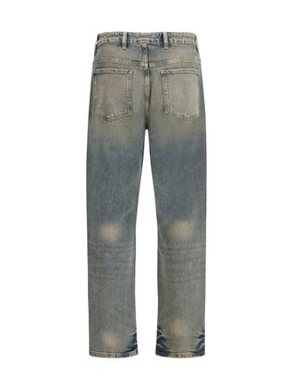 Represent Mens R2 Straight Leg Jeans Blue Cream Cotton