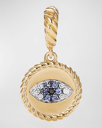 David Yurman Evil Eye Amulet with Blue Sapphires and Diamonds in 18K Gold, 18.8mm