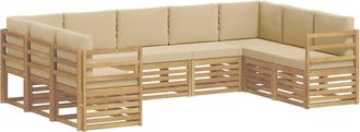 vidaXL Conjunto De Sof&aacute;s De Exterior 9 Uds. Y Beige Poli&eacute;ster Vidaxl