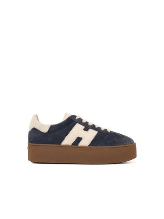 Hogan Suede Sneakers With Leather Insert And Platform Sole