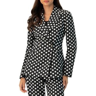 Ivonne Double-Breasted Polka Dot Blazer in Black at Nordstrom, Size 10