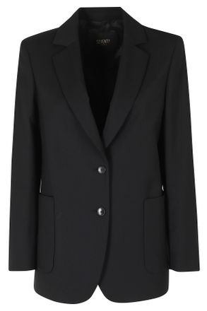 Seventy Black Single-Breasted Back Vent Polyester-Blend Jacket