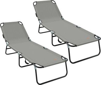 vidaXL Vidaxl - Tumbona Plegable 2-persona 2 Pcs Gris 56 X 189 X 87cm Tela