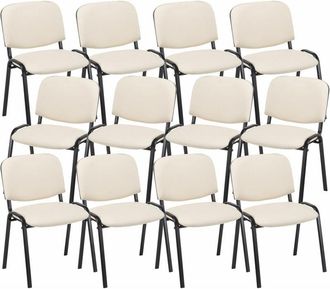 Clp Pack De 12 Sillas Confidente Ken En Simil Cuero Crema