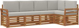 vidaXL Conjunto De Sof&aacute;s De Exterior 5 Uds. Gris Natural Y Claro Vidaxl