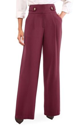 Lipsy Button Detail Wide Leg Pants in Burgundy at Nordstrom, Size 4 Us