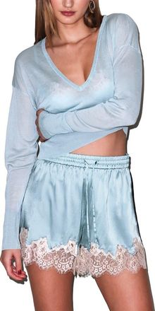 Fleur du Mal Juliet Silk & Lace Short in Frosted Mint at Nordstrom, Size X-Small Short