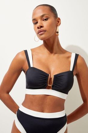 Karen Millen Trim Detail Detachable Strap Bikini Top in Black at Nordstrom, Size X-Small