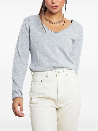 VUE SUR MER Paloma V-neck T-shirt - women - Cashmere - 4 - Grey