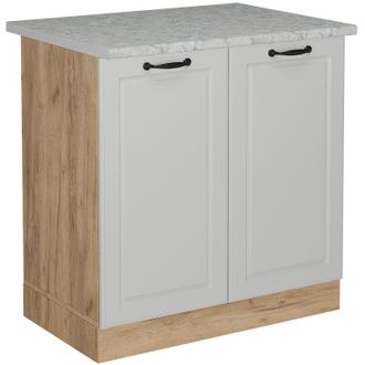 Vicco Armario Bajo Para Fregadero R-line, Blanco Casa De Campo, 80 Cm Et M&aacute;rmol Vicco