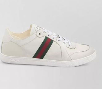 Gucci stretch leather sneakers web detail