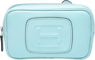 Hogan Aqua Green Zip Small Leather Shoulder Bag